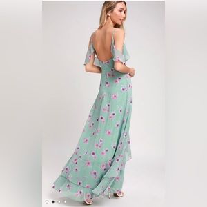 Mint green floral print maxi dress- lulus